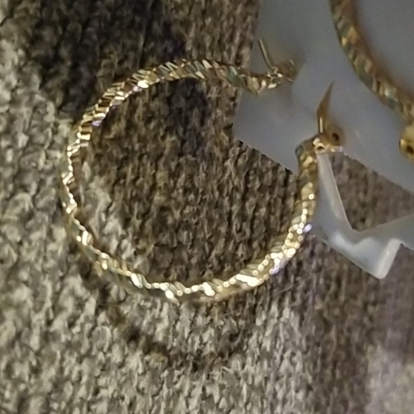 14k Gold Overlay 25mm Hoop Earrings - Picture 6 of 7